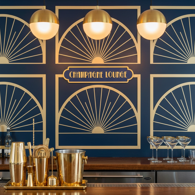Champagne Lounge Art Deco Style Street Sign