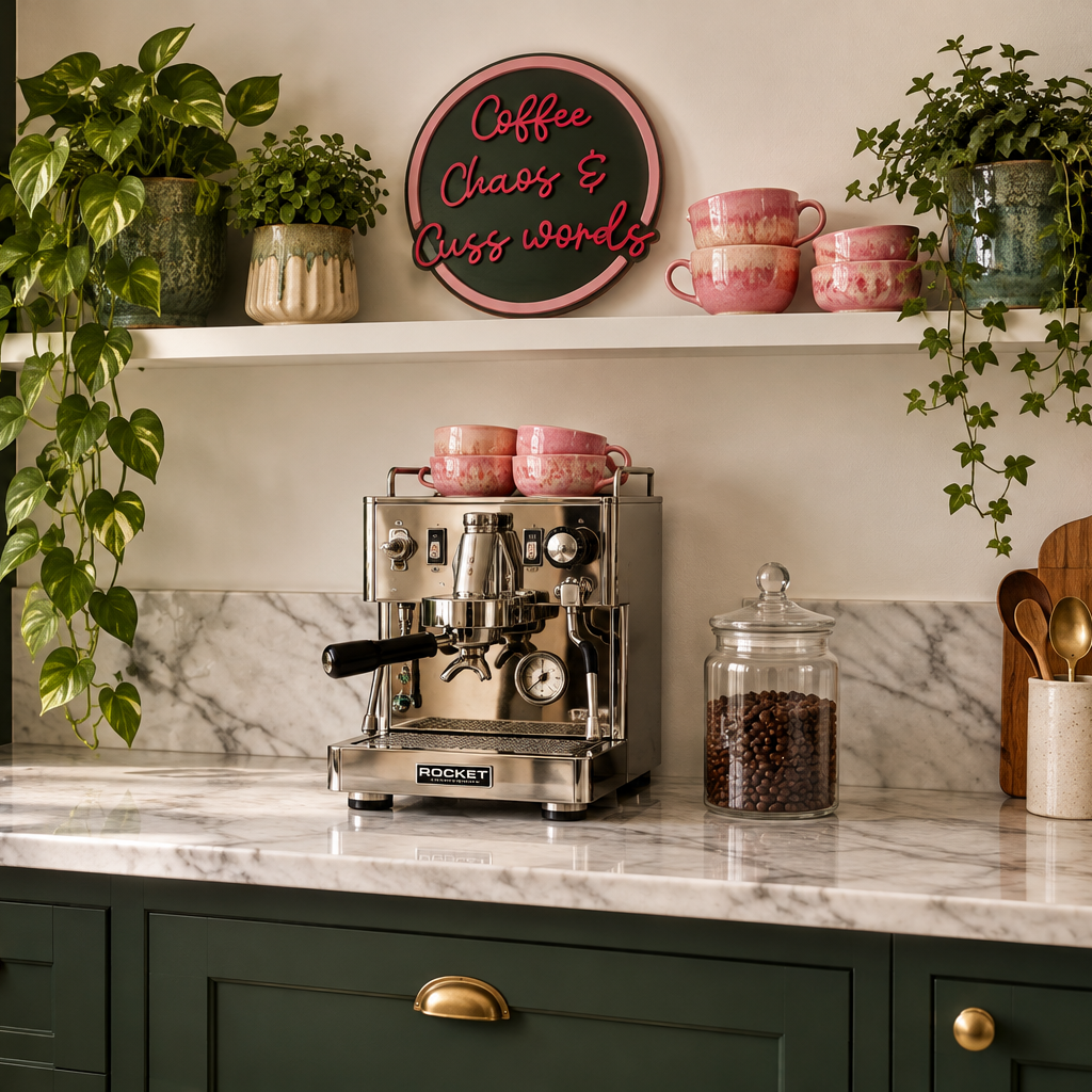 Coffee Chaos and Cuss words sign