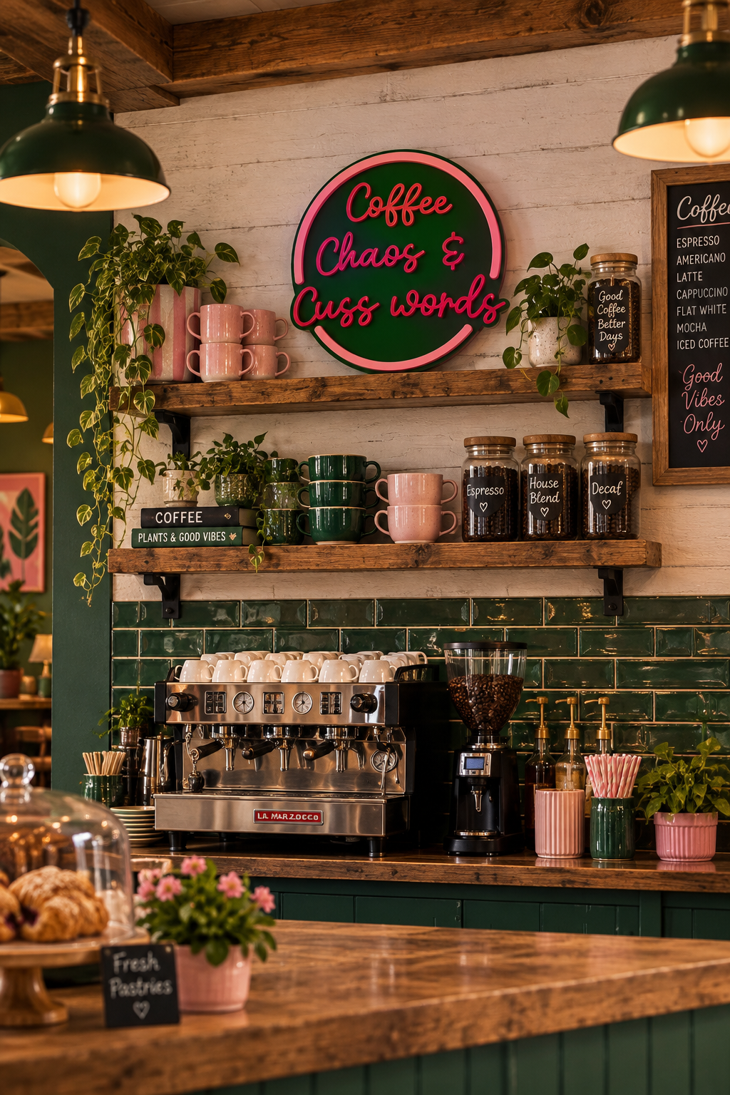 Coffee Chaos and Cuss words sign