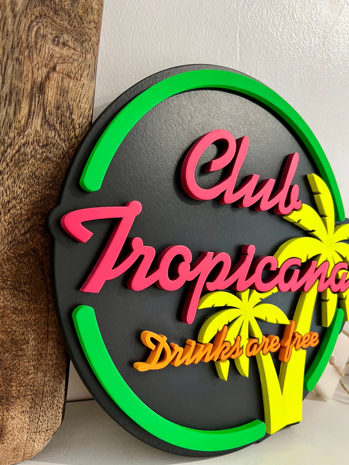 Club Tropicana Fluorescent Bar Sign | Glows Under Black Light