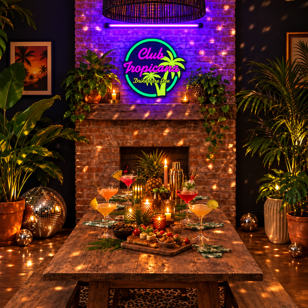 Club Tropicana Fluorescent Bar Sign | Glows Under Black Light