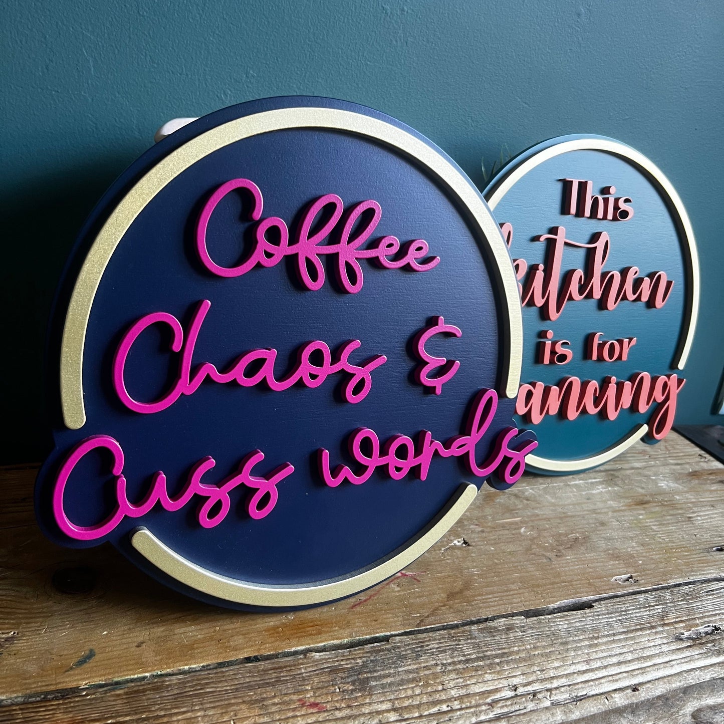 Coffee Chaos and Cuss words sign