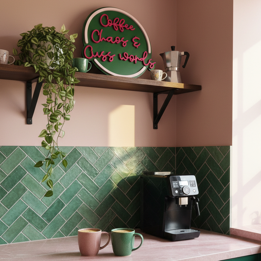 Coffee Chaos and Cuss words sign