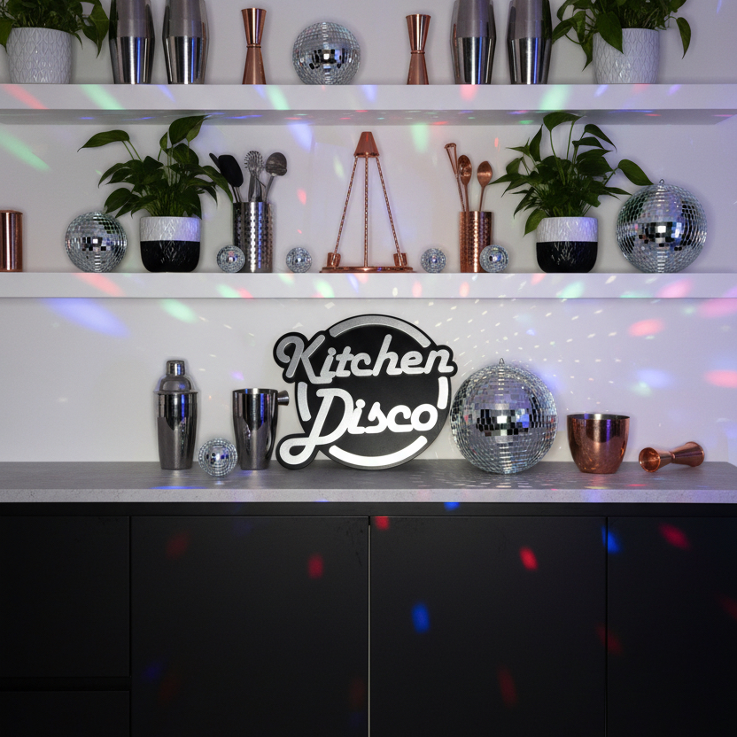 Kitchen Disco Painted Wooden Sign | Custom Colours