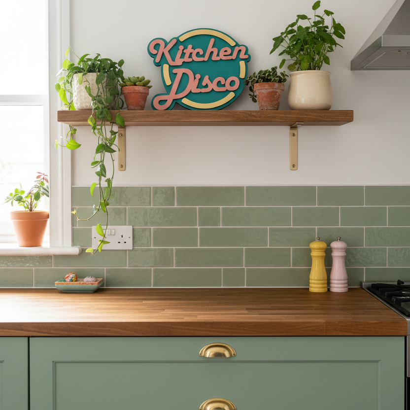 Kitchen Disco Painted Wooden Sign | Custom Colours